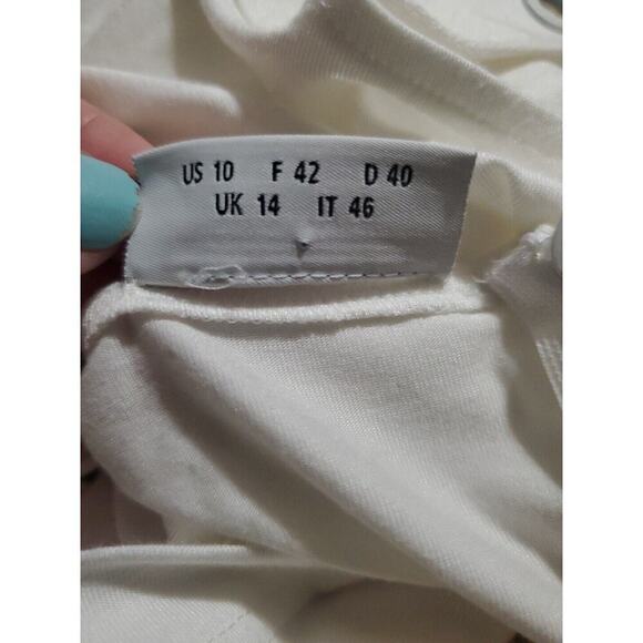 Akris Punto Grommet Modal Top Zip Back Short Sleeve Eyelet Designer White Sz 10 - Picture 10 of 10